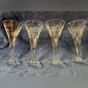 Vintage Swirl Grape Glastonbury Lotus Fluted Goblet Wine Water Tea